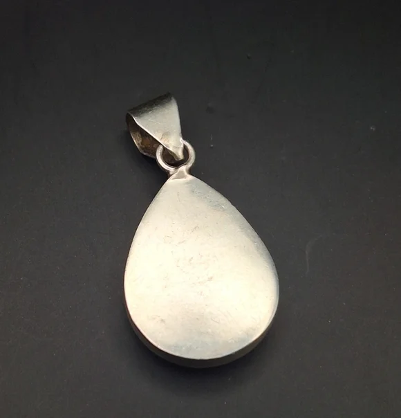 Pink Opal & Sterling Teardrop Pendant-  Chain For Display Only - Picture 6 of 11